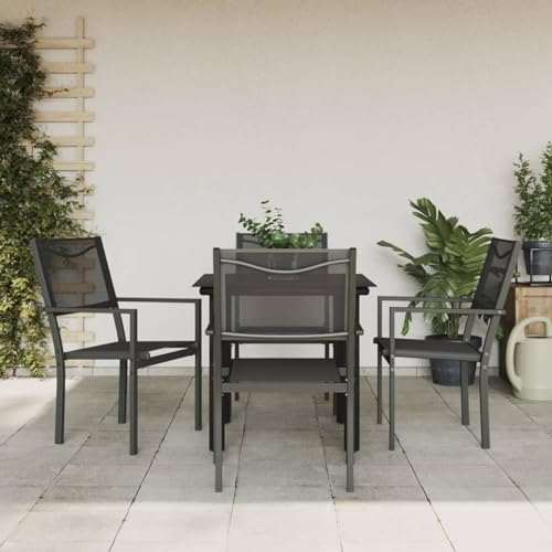 Fasba 5-TLG. Garten Sitzgruppe Gartenmöbel Set Essgruppe Gartentisch mit Stühle Gartengruppe Sitzgarnitur Gartengarnitur Terassenmöbel Schwarz Stahl und Textilene von Fasba