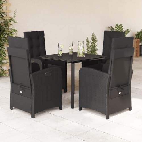 Fasba 5-TLG. Garten Sitzgruppe Gartenmöbel Set Essgruppe Gartentisch mit Stühle Gartengruppe Sitzgarnitur Gartengarnitur Terassenmöbel mit Kissen Schwarz Poly Rattan von Fasba