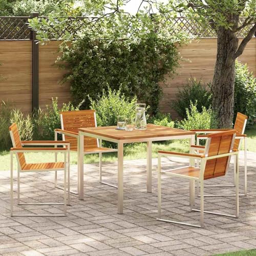 Fasba 5-teilige Garten Essgruppe Massivholz Akazie, Outdoor Esstisch 90x90x74.5 cm Massivholz Akazie, Gartengarnitur Sitzgarnitur Loungemöbel Set for Loungebereich Terrasse Hotel3334806 von Fasba