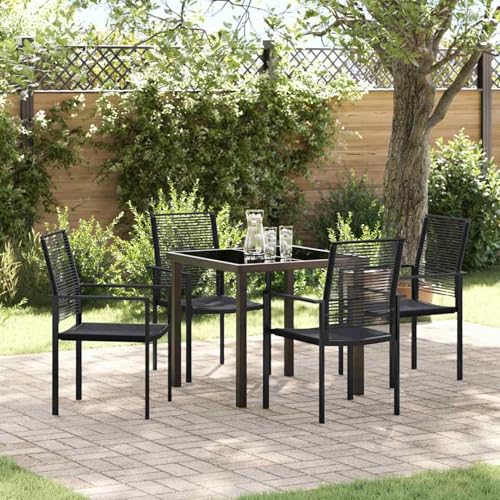 Fasba 5-teiliges Garten-ESS-Set Schwarz PVC-Rattan, Gartengarnitur Sitzgarnitur Loungemöbel Set for Loungebereich Terrasse Hotel3379164 von Fasba