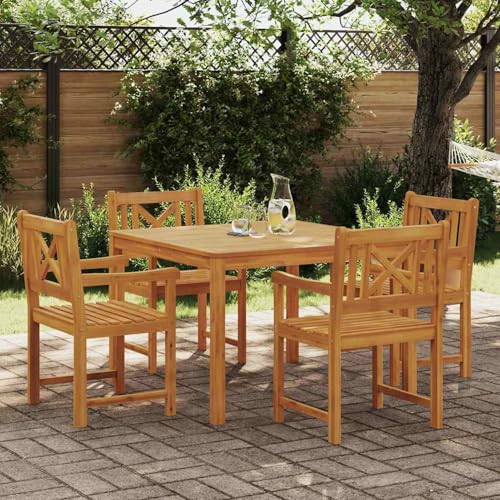 Fasba 5-teiliges Gartenset Esstisch Massivholz Akazie, Gartenstühle 2 Stück 56x56x90 cm Massivholz Akazie, Gartengarnitur Sitzgarnitur Loungemöbel Set for Loungebereich Terrasse Hotel3375659 von Fasba