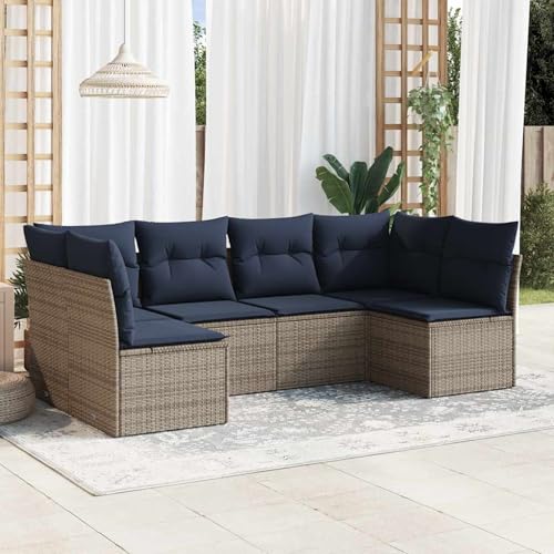 Fasba 6-TLG. Garten-Sofagarnitur mit Kissen Grau Poly Rattan, Garten-Salon Lounge für stilvolle Abende im Freien3217391 von Fasba