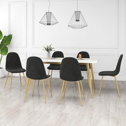 Fasba 6X Esszimmerstuhl Esszimmerstühle Küchenstuhl Polsterstuhl Essstuhl Stuhl Stühle Stuhlgruppe Wohnzimmerstuhl Stuhlset Schwarz Samt von Fasba
