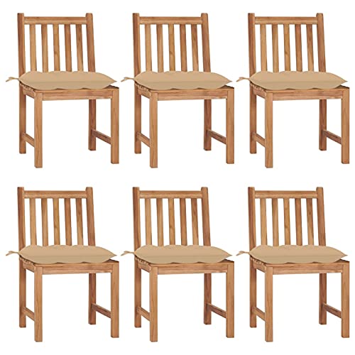 Fasba 6X Teak Massiv Gartenstuhl mit Kissen Gartenmöbel Stuhl Stühle Holzstuhl Gartenstühle Terrassenstuhl Holzstühle Balkonstuhl Essstuhl von Fasba