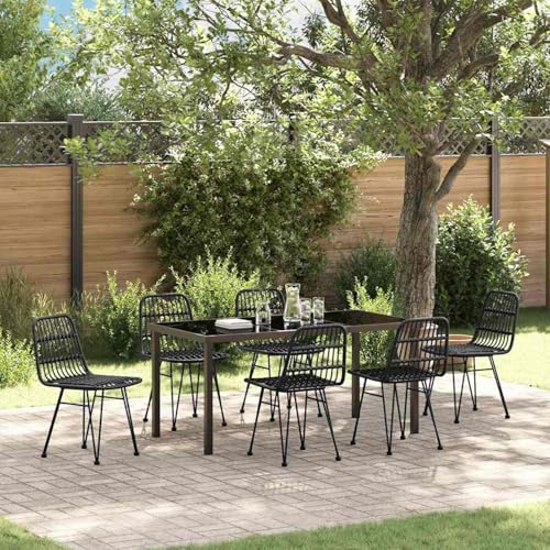 Fasba 7-teiliges Garten-Essgruppe Schwarz Poly Rattan, Gartengarnitur Sitzgarnitur Loungemöbel Set for Loungebereich Terrasse Hotel3379202 von Fasba