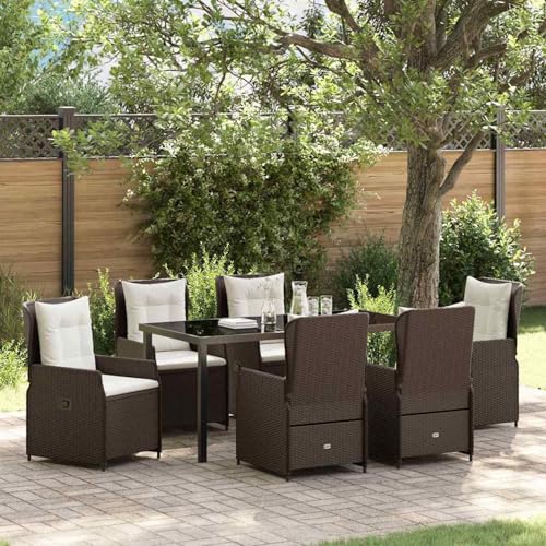 Fasba 7-teiliges Garten Essset Braun Poly Rattan, Gartentisch Schwarz 160x80x73 cm Sicherheitsglas, Gartengarnitur Sitzgarnitur Loungemöbel Set for Loungebereich Terrasse Hotel3380950 Fasba 7-teiliges Garten Essset Braun Poly Rattan, Gartentisch Schwarz 160x80x73 cm Sicherheitsglas, Gartengarnitur Sitzgarnitur Loungemöbel Set for Loungebereich Terrasse Hotel3380950 von Fasba