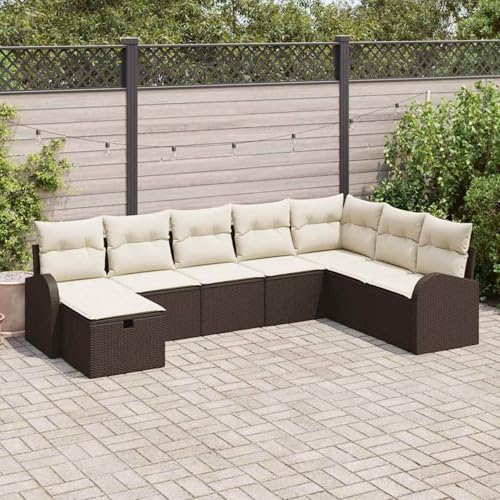 Fasba 8-teilige Garten-Sofa-Set mit Kissen Braun Poly Rattan, Garten-Salon Lounge für stilvolle Abende im Freien3359127 von Fasba