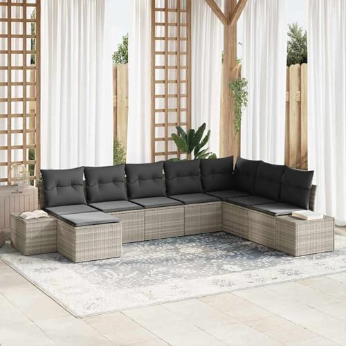 Fasba 8-teiliges Garten-Sofa-Set mit Kissen Hellgrau Poly Rattan, Garten-Salon Lounge für stilvolle Abende im Freien3355851 von Fasba