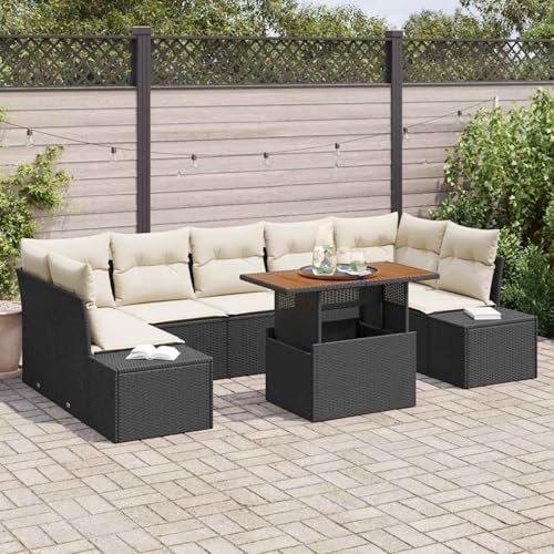 Fasba 8-teiliges Garten-Sofa-Set mit Kissen Schwarz Poly-Rattan, Garten-Salon Lounge für stilvolle Abende im Freien3358665 von Fasba