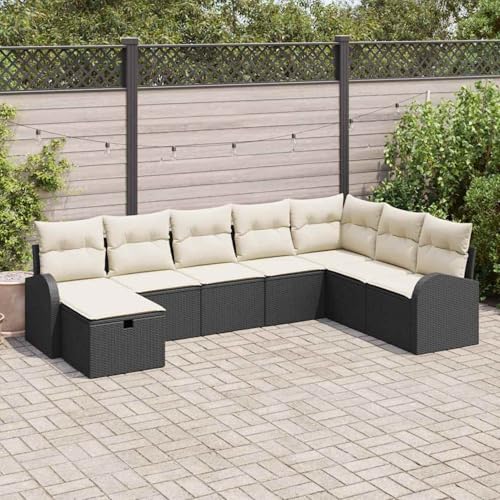 Fasba 8-teiliges Garten-Sofa-Set mit Kissen in Schwarz Poly-Rattan, Garten-Salon Lounge für stilvolle Abende im Freien3359126 von Fasba
