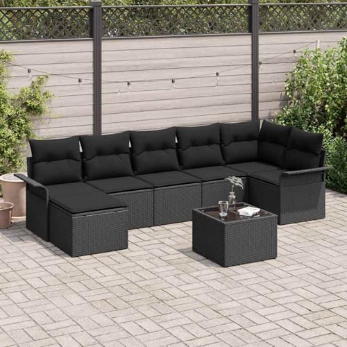Fasba 8-teiliges Garten-Sofaset mit Kissen Beige Poly Rattan, Garten-Salon Lounge für stilvolle Abende im Freien3345463 von Fasba