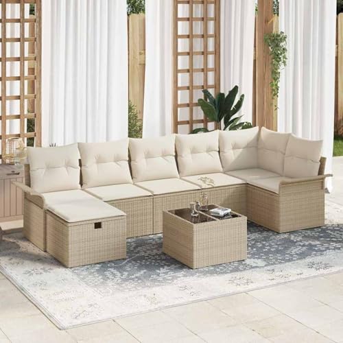 Fasba 8-teiliges Garten-Sofaset mit Kissen Beige Poly-Rattan, Garten-Salon Lounge für stilvolle Abende im Freien3358910 von Fasba