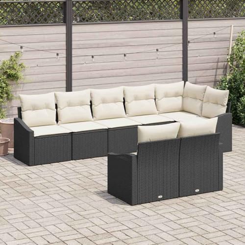 Fasba 8-teiliges Gartensofa-Set mit Kissen Schwarz Poly Rattan, Garten-Salon Lounge für stilvolle Abende im Freien3346767 von Fasba