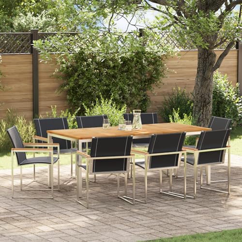 Fasba 9-teilige Garten Essgruppe, Outdoor Esstisch 200x90x74.5 cm aus massivem Akazienholz, Gartengarnitur Sitzgarnitur Loungemöbel Set for Loungebereich Terrasse Hotel3334820 von Fasba