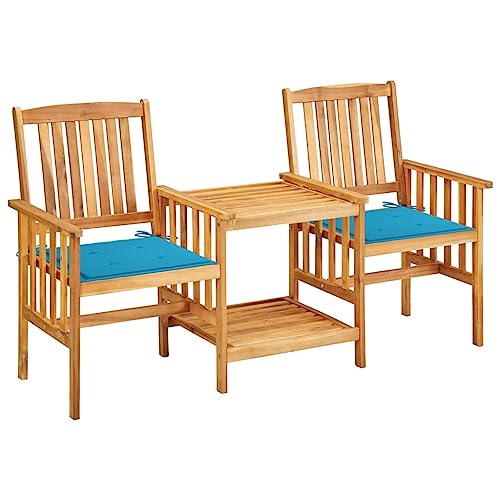 Fasba Akazienholz Massiv Gartenstühle mit Teetisch Kissen Bistroset Gartenmöbel Balkonset Gartenset Balkonmöbel Gartenstuhl Sitzgruppe von Fasba
