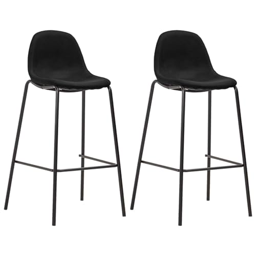 Fasba Barhocker, 2 STK. Schwarz Stoff modern strapazierfähig pulverbeschichtetes Metallgestell gepolsterte Sitze Rückenlehnen Fußstützen leicht zu montieren for Küchentheke Bartheke von Fasba