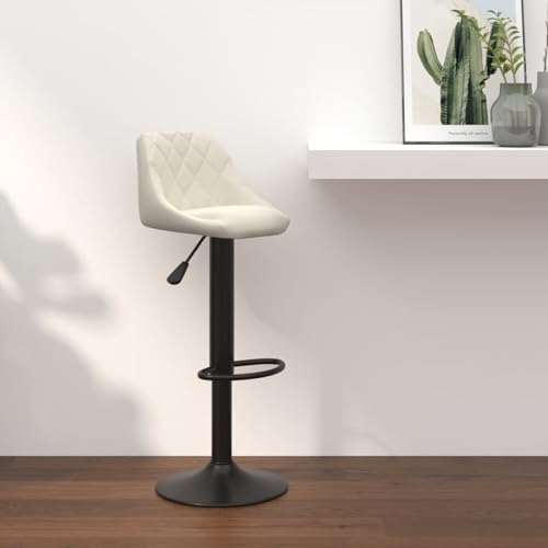 Fasba Barhocker Creme Samt, Höhenverstellbar Drehbar Gasdruckfeder Stahlgestell Fußstütze Polyester for Essbereich von Fasba