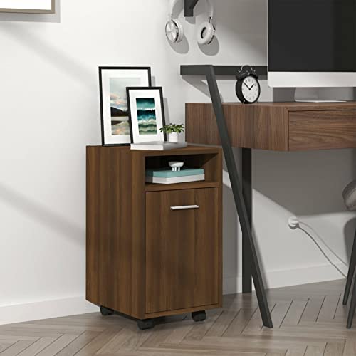 Fasba Beistellschrank mit Rollen Sideboard Kommode Anrichte Schrank Mehrzweckschrank Standschrank Wohnzimmer Braun Eichen-Optik 33x38x60 cm von Fasba