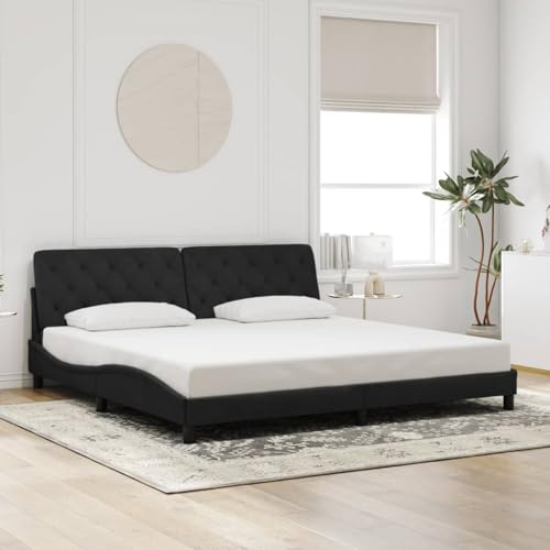 Fasba Bettgestell ohne Matratze Schwarz 200x200 cm Samt, Familienbett Bett Bettgestelle Rahmen für Gästezimmer Schlafzimmer Fasba Bettgestell ohne Matratze Schwarz 200x200 cm Samt, Familienbett Bett Bettgestelle Rahmen für Gästezimmer Schlafzimmer von Fasba