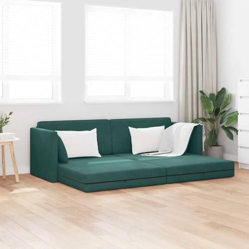 Fasba Boden Schlafsofa 2-in-1 Dunkelgrün 213x144x60 cm Samt, Schlafsofa Gästesofa Bettsofa für Wohnzimmer Schlafzimmer Heimkino4106728 von Fasba