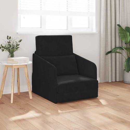 Fasba Boden Sofa Bett 2-in-1 Schwarz 65x80x83 cm Samt, Schlafsofa Gästesofa Bettsofa für Wohnzimmer Schlafzimmer Heimkino4106652 von Fasba