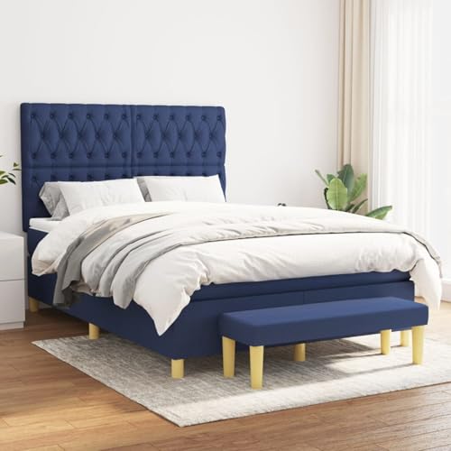 Fasba Boxspringbett mit Matratze Blau 140x190 cm Stoff, Modernes Bett Elegantes Polsterbett für Schlafzimmer Gästezimmer Apartments Gästebett3137395 von Fasba