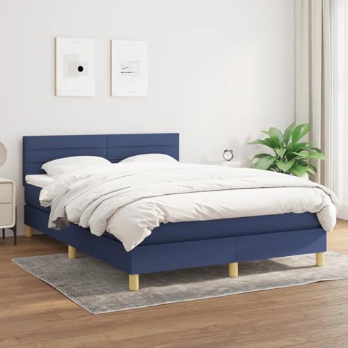 Fasba Boxspringbett mit Matratze Blau 140x190 cm Stoff, Modernes Bett Elegantes Polsterbett für Schlafzimmer Gästezimmer Apartments Gästebett3140695 von Fasba