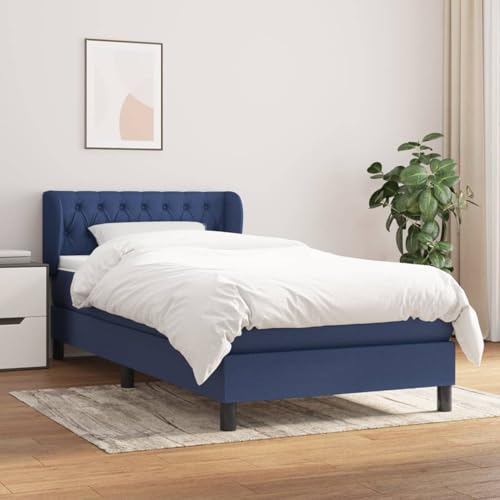Fasba Boxspringbett mit Matratze Blau 90x200 cm Stoff, Modernes Bett Elegantes Polsterbett für Schlafzimmer Gästezimmer Apartments Gästebett3126459 von Fasba