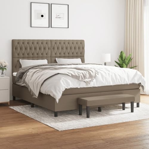 Fasba Boxspringbett mit Matratze Taupe 180x200 cm Stoff, Modernes Gästebett Doppelbett Einzelbett für Stilvoll Moderne Wohnungen Schlafzimmer Gästehaus von Fasba