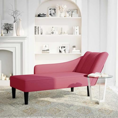 Fasba Chaiselongue mit Rechter Armlehne, Weinrot Samt Bezug, Komfortables Sitzerlebnis, hochelastischer Schaumstoff, für Wohnzimmer oder Schlafzimmer von Fasba