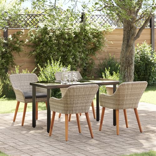 Fasba Essgruppe 5 pcs Hellgrau und Schwarz 140 x 70 x 74 cm, Gartengarnitur Sitzgarnitur Loungemöbel Set for Loungebereich Terrasse Hotel3261714 von Fasba