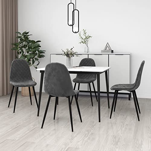 Fasba Esszimmerstühle Küchenstuhl Stuhl Set Stühle Wohnzimmerstuhl Küchenstühle Esszimmerstuhl Essstuhl 4 STK. Dunkelgrau Samt 45 x 53,5 x 83 cm von Fasba