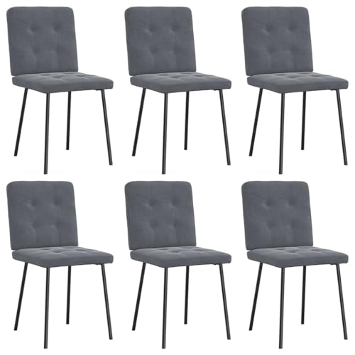 Fasba Esszimmerstühle Küchenstuhl Stuhl Set Stühle Wohnzimmerstuhl Küchenstühle Esszimmerstuhl Essstuhl 6 STK. Dunkelgrau Samt von Fasba