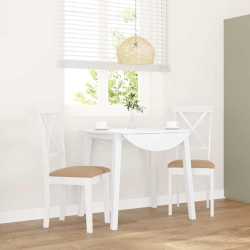 Fasba Esszimmerstühle Küchenstuhl Stuhl Set Stühle Wohnzimmerstuhl Küchenstühle Esszimmerstuhl Essstuhl mit Kissen 2 STK. Weiß Massivholz Gummibaum 42,5 x 53,5 x 94 cm von Fasba