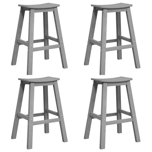 Fasba Garten Bar Set 4 pcs Hellgrau HDPE, Essgruppe Set Bartisch Küchentisch für Terrasse Garten Kleine Räume von Fasba