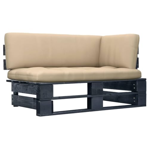 Fasba Garten-Ecksofa aus Paletten Schwarz Imprägniertes Kiefernholz, Gartenmöbel Lounge Set für stilvolle Abende im Freien3066580 von Fasba