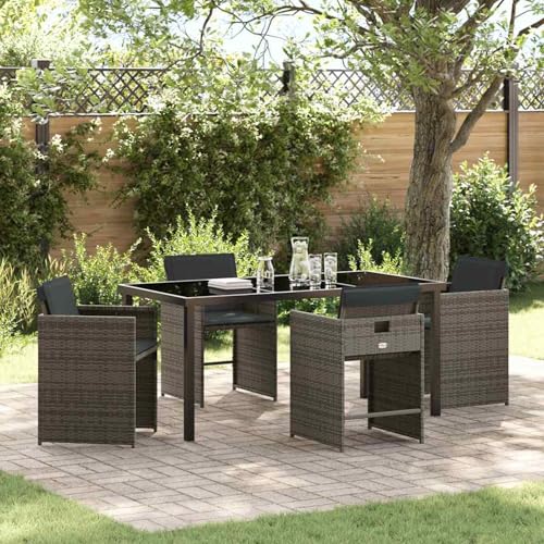 Fasba Garten Essgruppe 5 pcs Grau Poly-Rattan, Gartengarnitur Sitzgarnitur Loungemöbel Set for Loungebereich Terrasse Hotel3380695 von Fasba