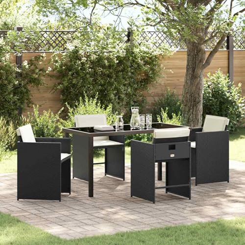 Fasba Garten Essgruppe 5 pcs Schwarz Poly-Rattan, Gartengarnitur Sitzgarnitur Loungemöbel Set for Loungebereich Terrasse Hotel3380686 von Fasba