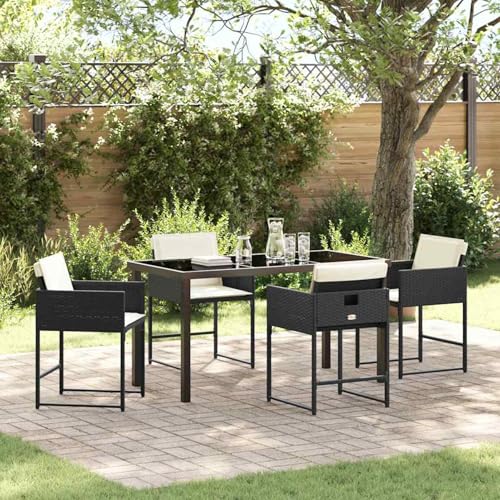 Fasba Garten Essgruppe 5 pcs Schwarz Poly-Rattan, Gartengarnitur Sitzgarnitur Loungemöbel Set for Loungebereich Terrasse Hotel3380714 von Fasba