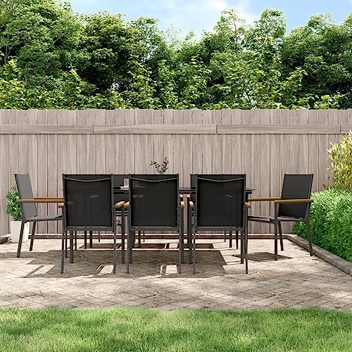 Fasba Garten Essgruppe 9-TLG., Gartenmöbel Set Tisch 8 Stühle, Sitzgruppe für Garten Terrasse, Gartengarnitur Gartenset, Schwarz Textilene Stahl von Fasba