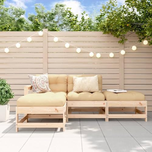 Fasba Garten Lounge Set 4-TLG., Gartenmöbel Set Terassenmöbel, Sitzgruppe für Garten Terrasse, Modular Sofa Garnitur Loungemöbel, Massivholz Kiefer von Fasba