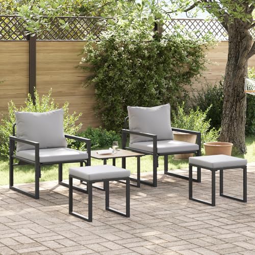 Fasba Garten-Sofa-Set 4 pcs Schwarz 61 x 72,5 x 71 cm Stahl, Garten-Salon Lounge für stilvolle Abende im Freien42009982 von Fasba