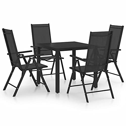 Fasba Gartenmöbel 5-TLG. Gartengarnitur Gartenset Sitzgruppe Sitzgarnitur Gartentisch Gartenstuhl Tisch Stühle Esstisch Aluminium Schwarz von Fasba