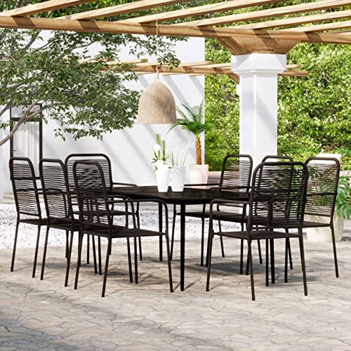 Fasba Gartenmöbel Set 9-TLG. Gartengarnitur Sitzgruppe Sitzgarnitur Gartenset Gartentisch Esstisch Gartenstuhl Stühle Schwarz von Fasba