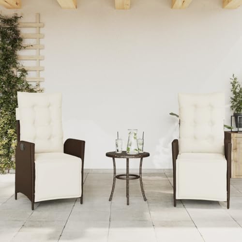 Fasba Gartensessel mit Fußteil 2 STK., Gartenstuhl Verstellbare Rückenlehne Fußteil, Sessel Stuhl Stahlrahmen, Gartenmöbel, Braun Poly Rattan von Fasba
