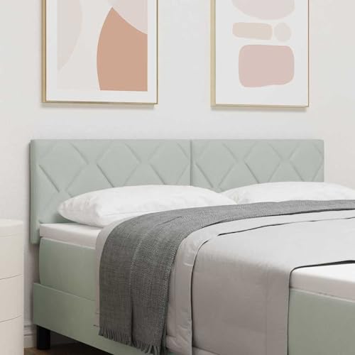 Fasba Kopfteil Diamantblöcke Design Hellgrau 140 cm Velvet, Schlafzimmer Betthaupt Bettkopfteil Bücherregal-Kopfteil42007248 von Fasba