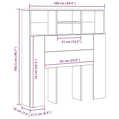 Fasba Kopfteil Schrank Altholz 100 x 19 x 103.5 cm Holzwerkstoff, Schlafzimmer Nachtschrank Stilvolles Nachtkästchen für Wohnzimmer Hotelzimmer von Fasba