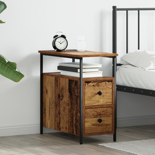 Fasba Nachttisch 2 pcs Altholz 30 x 60 x 60 cm Eisen und Spanplatte, Schlafzimmer Nachtschrank Stilvolles Nachtkästchen für Wohnzimmer Hotelzimmer von Fasba