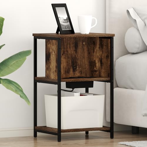 Fasba Nachttisch Räuchereiche 38 x 31 x 61 cm Holzwerkstoff, Schlafzimmer Nachtschrank Stilvolles Nachtkästchen für Wohnzimmer Hotelzimmer von Fasba