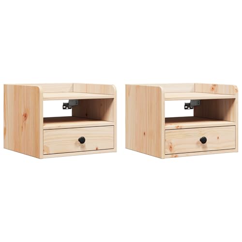 Fasba Nachttische 2 pcs Braun 38 x 36 x 29,5 cm Massivkiefer, Schlafzimmer Nachtschrank Stilvolles Nachtkästchen für Wohnzimmer Hotelzimmer von Fasba